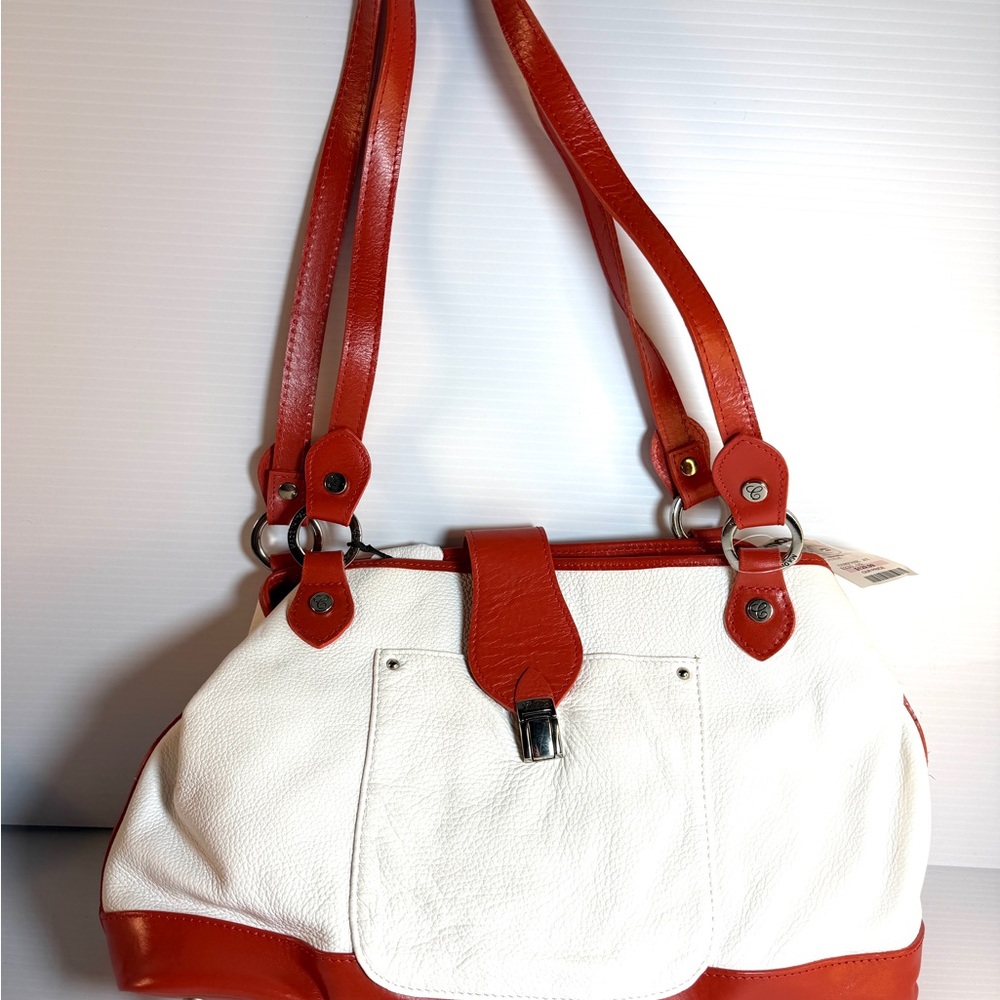 Cristina . Italy Leather  Red and White Women's Handbag NWT